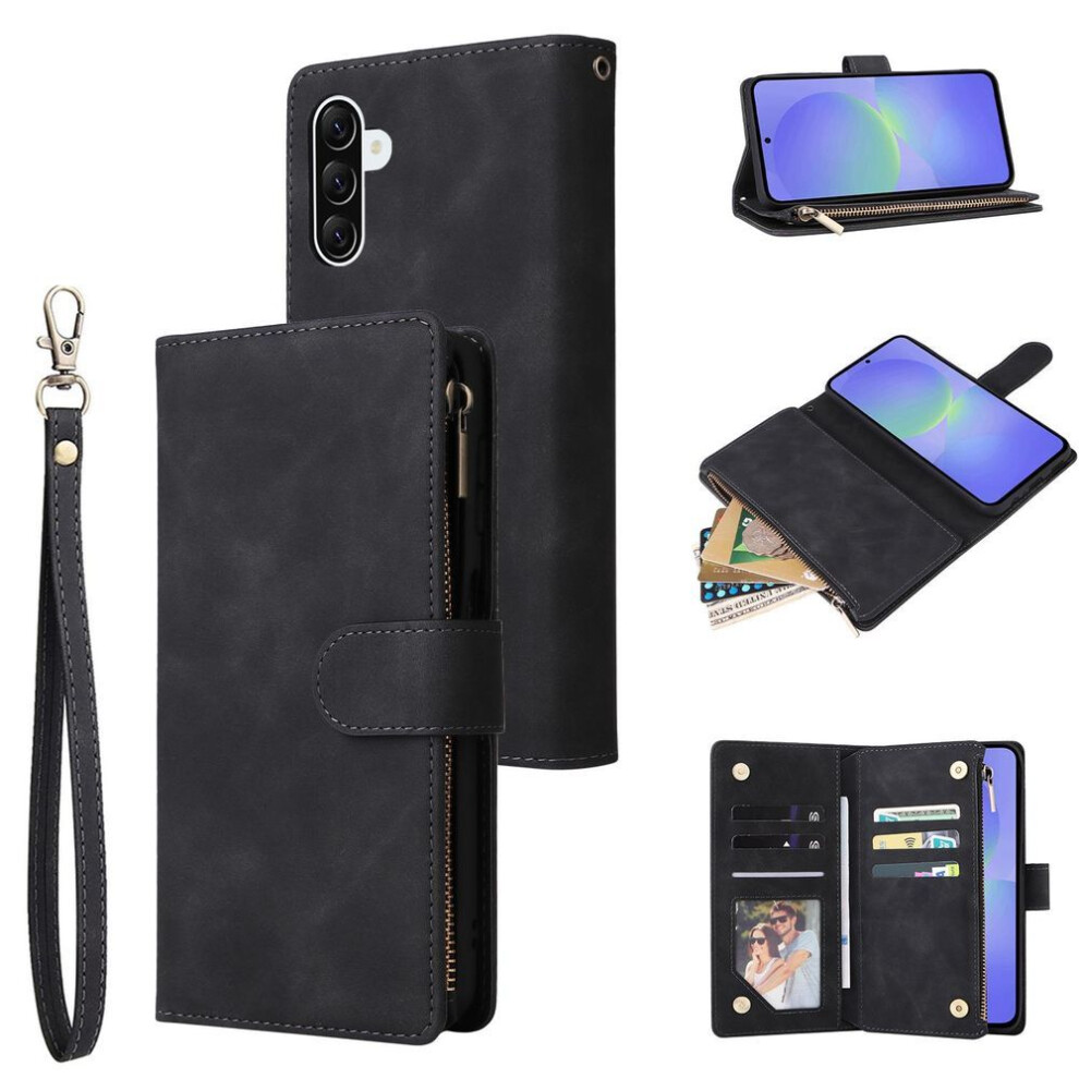 (as the picture, Black) For Samsung Galaxy A36 5g Case Zipper Wallet Multiple Card Slots Leather Phone Cover