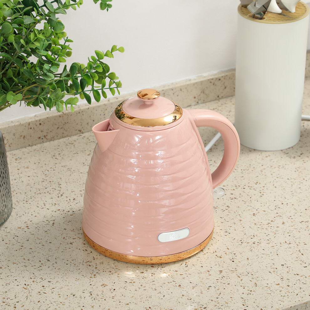 Homcom (Pink) Electric Kettle, Fast Boil, 1.7L, 3Kw, Swivel Pink