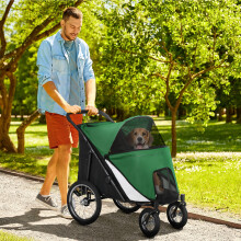 PawHut Foldable Pet Stroller with Cushion, for M, L Dogs - Green
