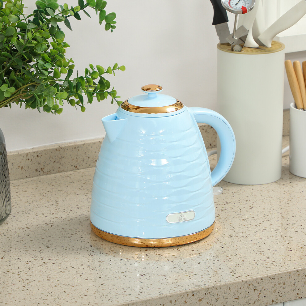 Homcom (Blue) Electric Kettle, Fast Boil, 1.7L, 3Kw, Swivel Blue