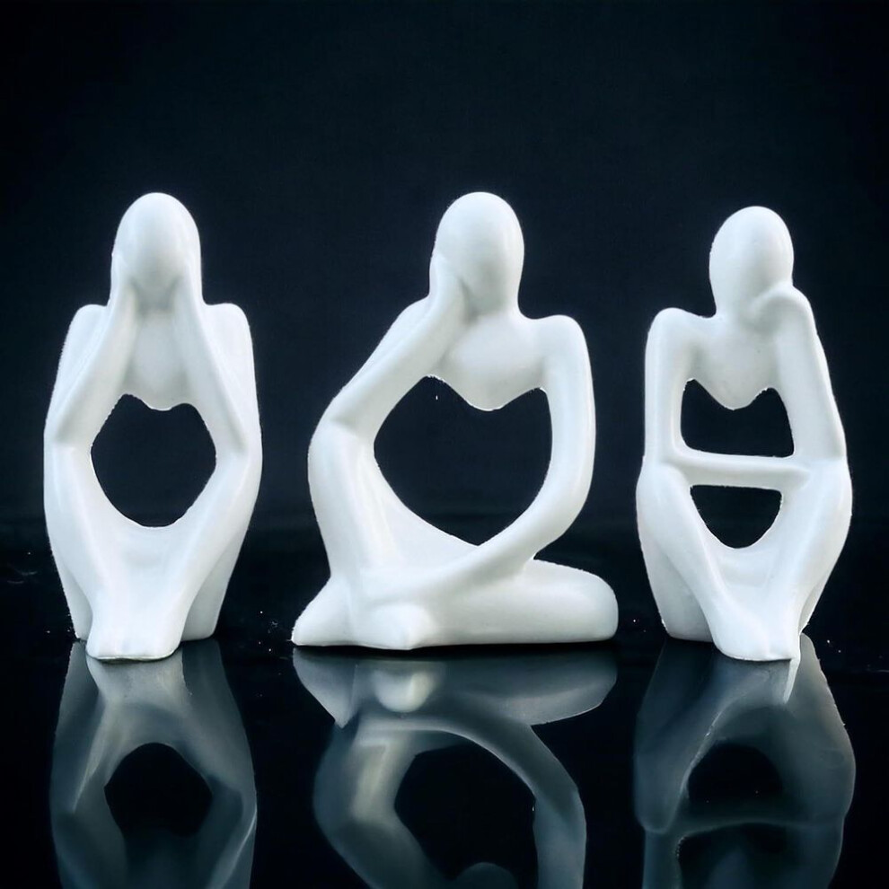 Ceramic Thinker Men Statue Set Of 3 Modern Art Showpiece Sculpture Decoration Items For Home Decor New