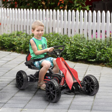 HOMCOM 12V Electric Go Kart w/ Forward Reversing 2 Speeds for 3-8 Yrs - Red