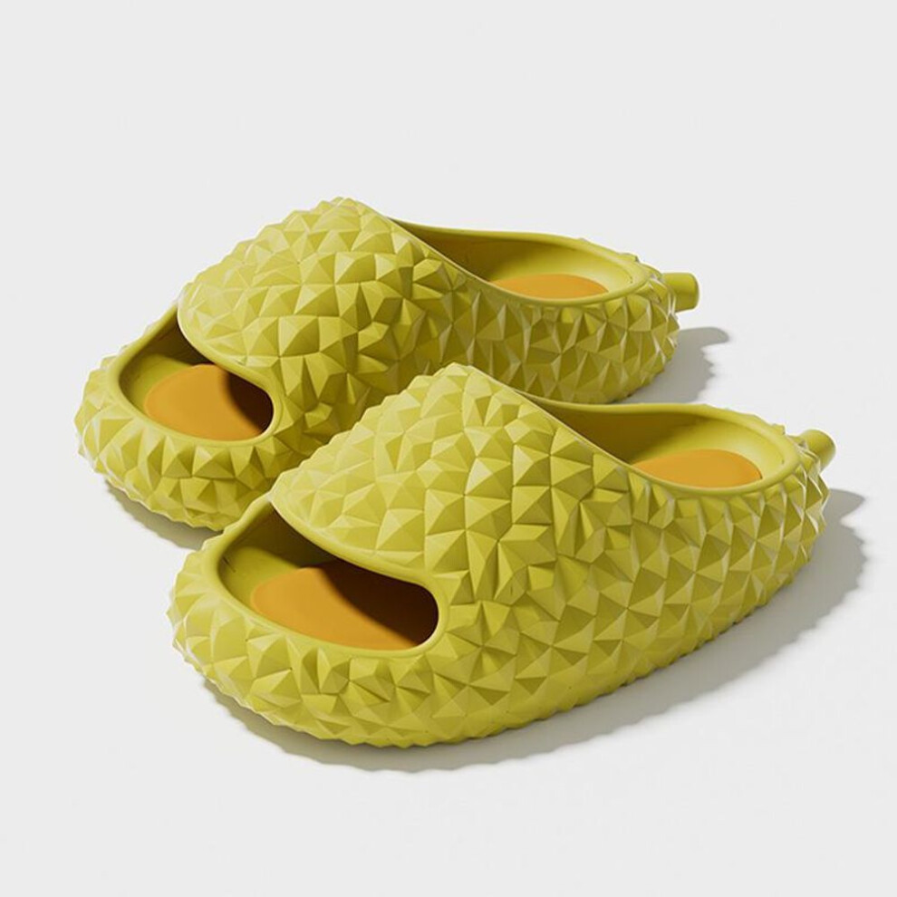 (yellow, 44-45) Unisex Spring Large Size Durian Indoor Home Slippers Men Casual Soft Flat Bottom Bath Shoes Women Summer Anti Slip Slippers For Couples 36-45