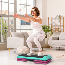 HOMCOM Aerobic Stepper with 4 Risers, Adjustable 10/15/20 cm, Anti-Slip Top, 150 kg, Indoor/Outdoor A90-210
