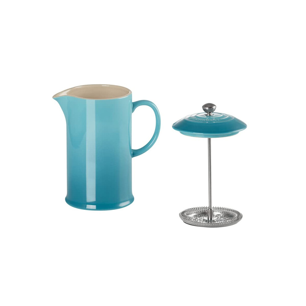 Le Creuset Stoneware Cafetière French Press with Stainless Steel Plunger, 1 Litre, Serves 3 - 4 Cups, Teal, 91028200490000