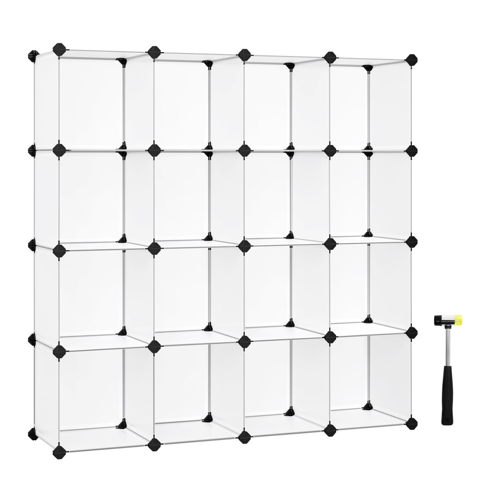 SONGMICS 16 Cube Storage Unit, Shoe Rack, DIY Shelving, White