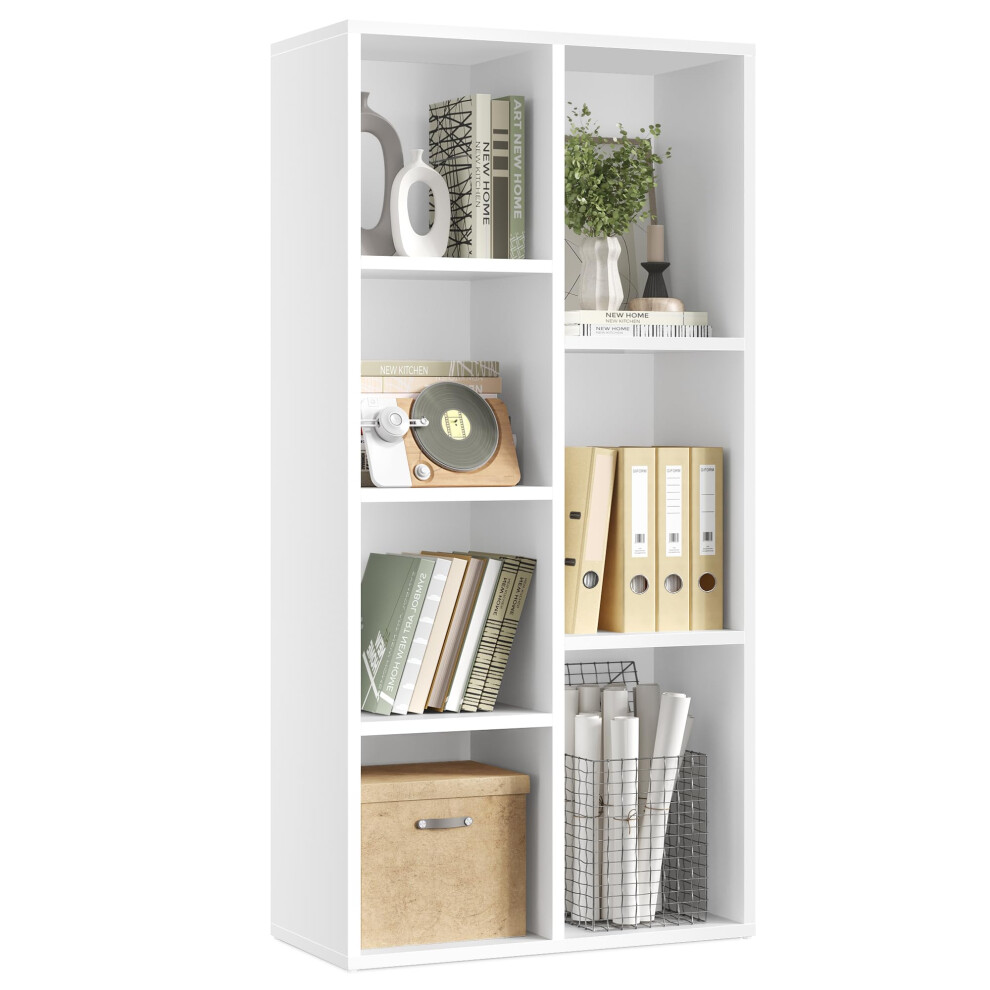 VASAGLE Bookcase, 7 Compartments, Cloud White