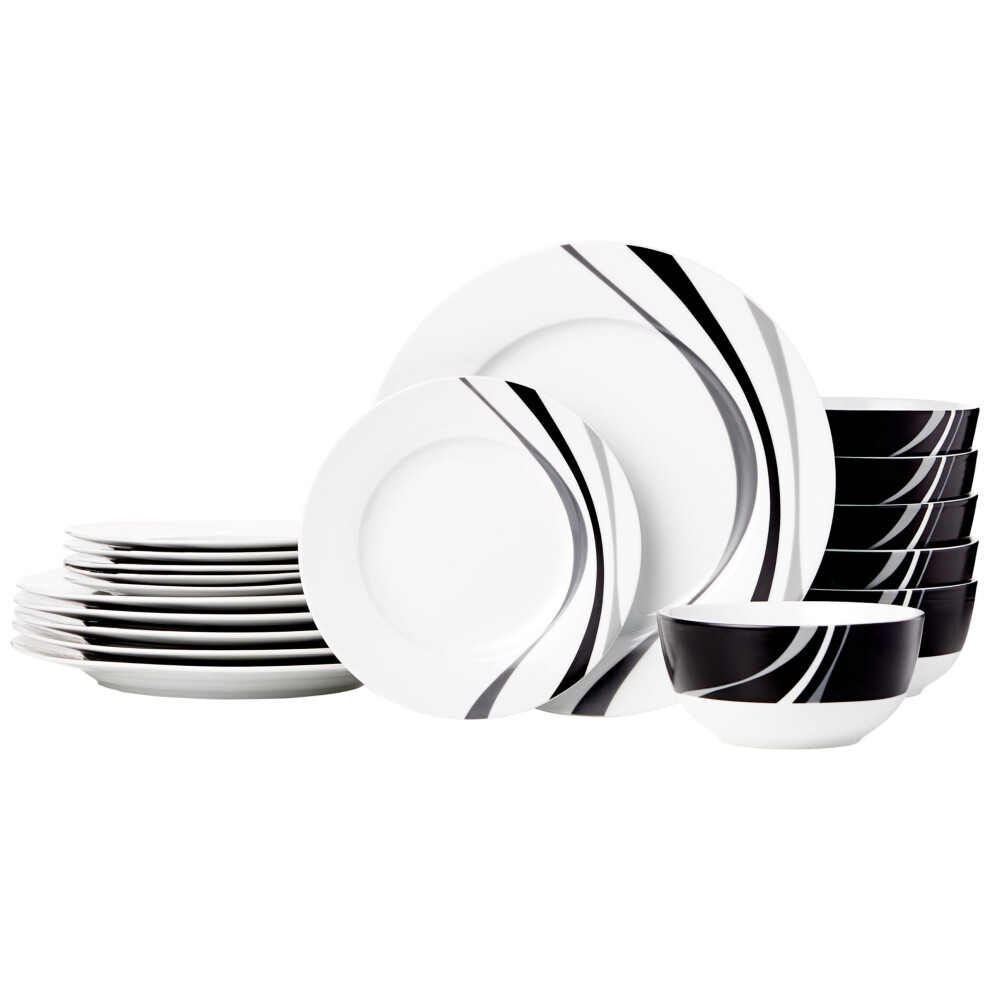 Amazon Basics 18-Piece Dinnerware Set - Swirl, Service for 6
