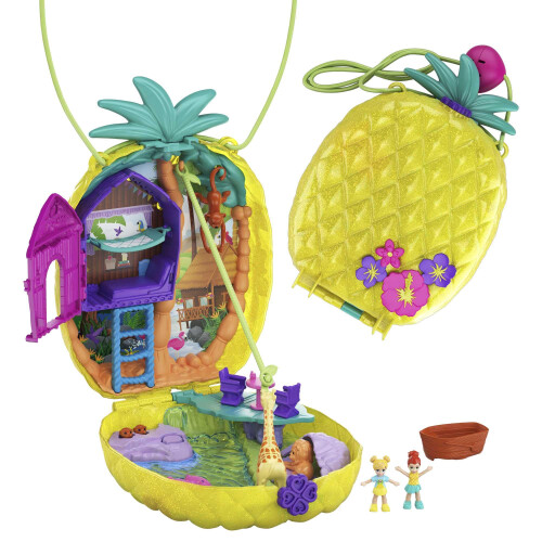 Polly Pocket Polly Pocket Tropical Pineapple Purse Playset, 2 Dolls