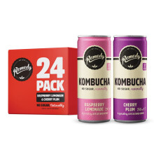 Remedy Kombucha Tea - Raspberry Lemonade & Cherry Plum - 24 x 250ml