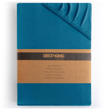 DecoKing Fitted Sheet Super Emperor 100% Combed Cotton Soft Jersey Bed Sheet 200x220-220x240 cm Blue Amber