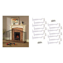Babylo Premier Fireguard - Up to 133cm Wide - Black & Dreambaby Safety Catches - 14 Pack - White