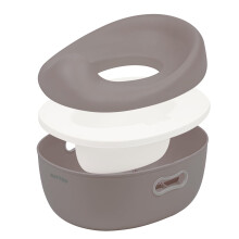 Nattou 3-in-1 Baby Potty + Stool + Toilet Seat, Acrylonitrile Butadiene Styrene (ABS), Taupe, 34 x 28.5 x 21 cm