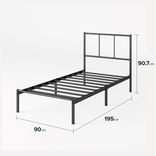 ZINUS Justin Single Bed Frame: 190x90cm, Headboard 2