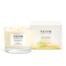 NEOM- Feel Refreshed Scented Candle, 3 Wick | Lemon & Basil | Scent to Boost Your Energy,White,420 g (Pack of 1),1101166