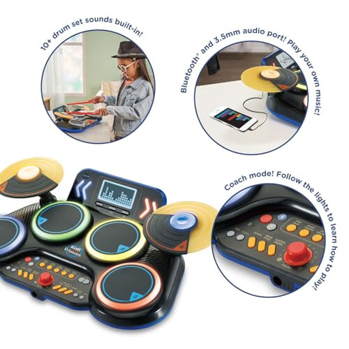VTech VTech Kidi DJ Drums, Light-up Electronic Drum Kit, Bluetooth, Ages 5+ 2
