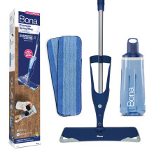 Bona Premium Spray Mops for Floors, Wood, Incl. 1x Bona Wood Floor Cleaner Liquid Cartridge 850ml & 2x Microfibre Pads