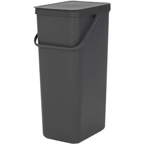 Brabantia Brabantia Sort & Go Recycling Bin 40L Grey - Stackable, Handle, Removable Lid 1