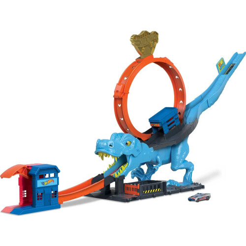 Hot Wheels Hot Wheels City Racetrack, T-Rex Chomp Down - Includes 1 Toy Car