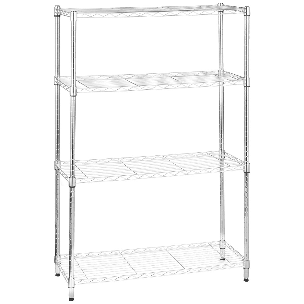 Amazon Basics 4-Shelf Storage Unit With Height Adjustable Shelves and Levelling Feet, 640kg Max Weight, Chrome, 35.6 cm D x 91.4 cm W x 137.1 cm H