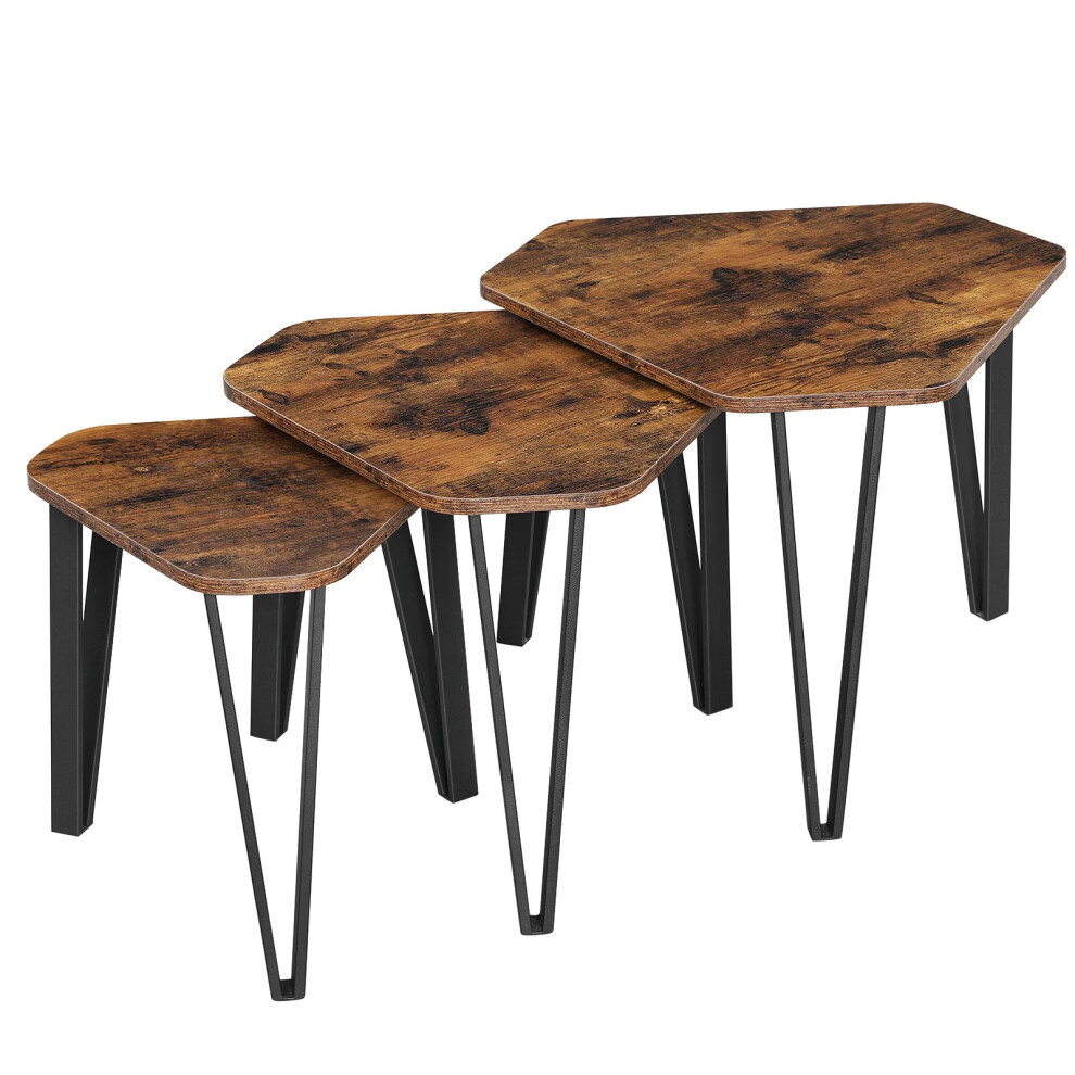 VASAGLE Nesting Coffee Table - Set of 3, Industrial Style