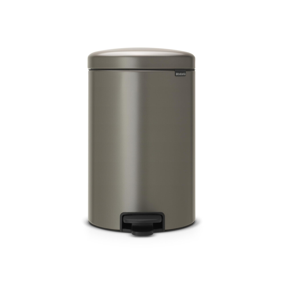 Brabantia NewIcon Pedal Bin 20L (Platinum) Soft-Closure Rubbish Bin with Removable Inner Bucket + Bin Bags
