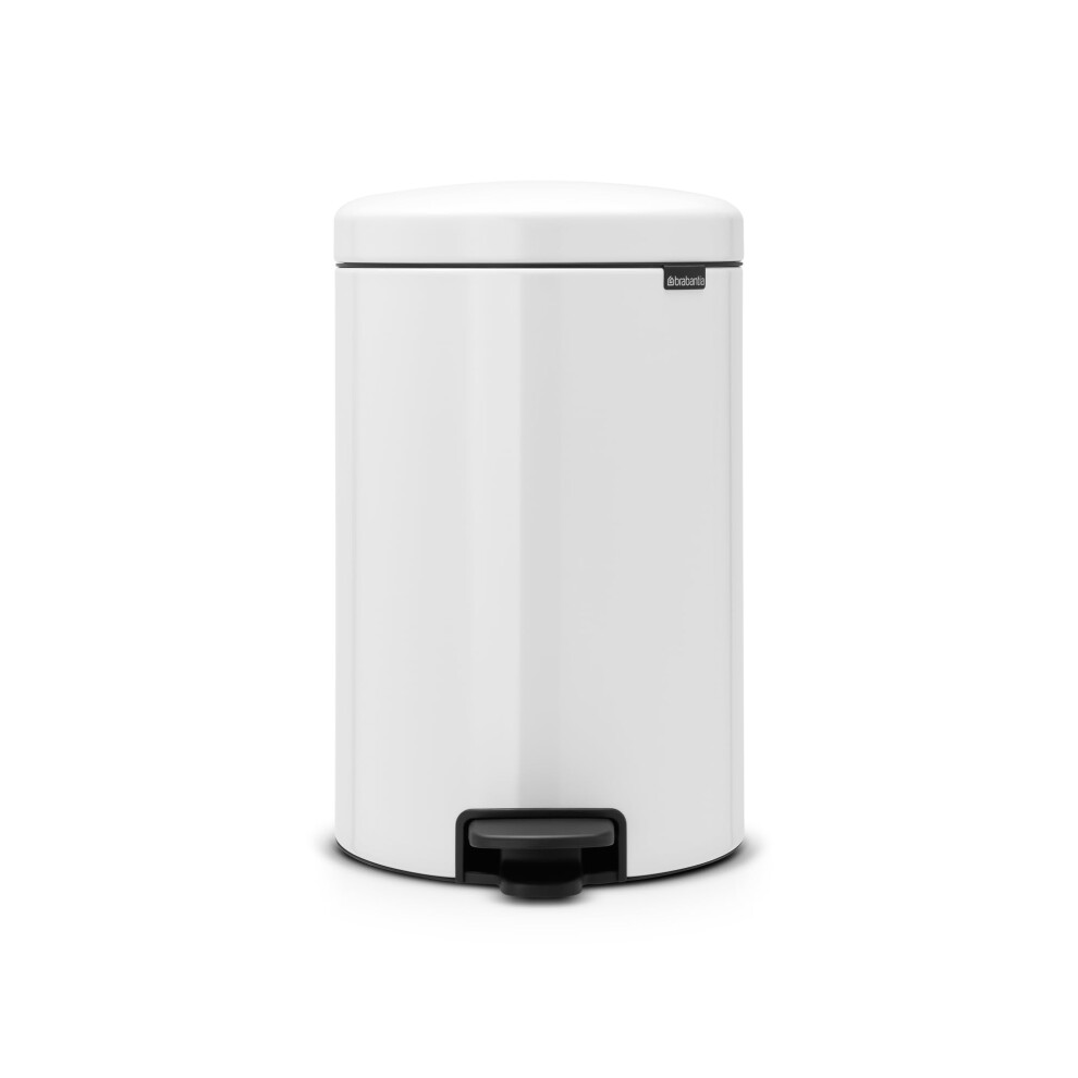 Brabantia NewIcon Pedal Bin 20L (White) Soft-Closure Rubbish Bin with Removable Inner Bucket + Free Bin Bags