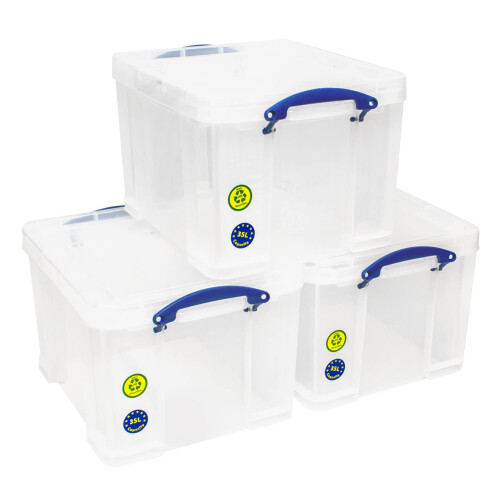 Really Useful Really Useful Plastic Storage Box Bonus Pack 3x35 Litre Clear