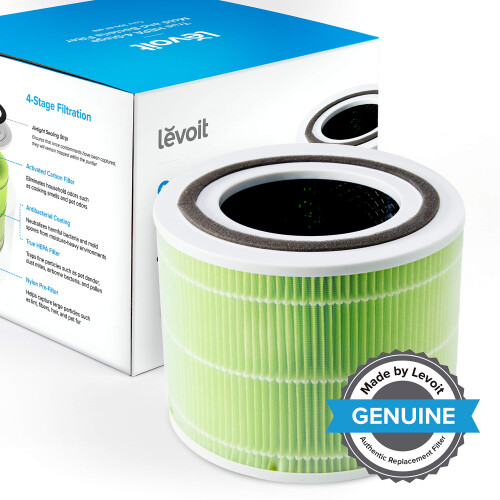 Levoit LEVOIT Air Purifier Mold & Bacteria Replacement Filter, 3-in-1 HEPA, High-Efficiency Activated Carbon, Core 300-RF-MB, Green 2