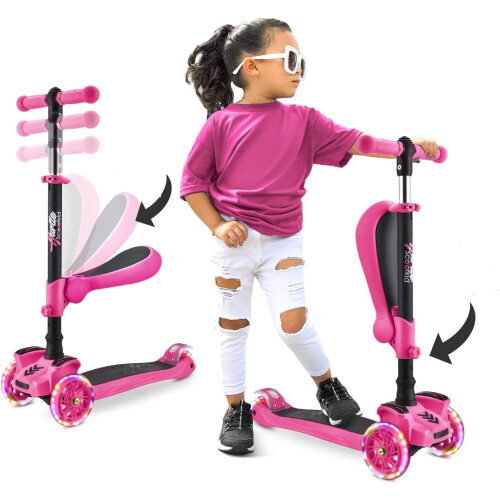 Hurtle 6 Wheel Scooter for Kids, Adjustable, Flashing Wheels