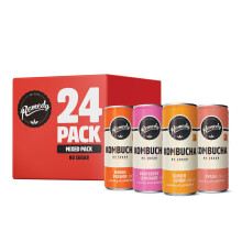 Remedy Kombucha - 4 Flavour Mix, 24 x 250ml - Sugar Free, Probiotic