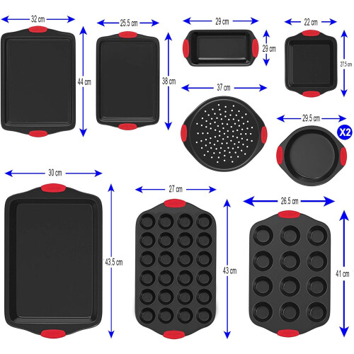NutriChef Baking Tray Set, 6 Piece, Non-Stick Carbon Steel 2