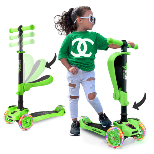Hurtle 3 Wheel Try Scooter, Flip Seat, Flashing Lights