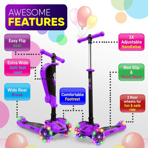 3 Wheel Scooter for Kids, Adjustable, Flashing Wheels 2