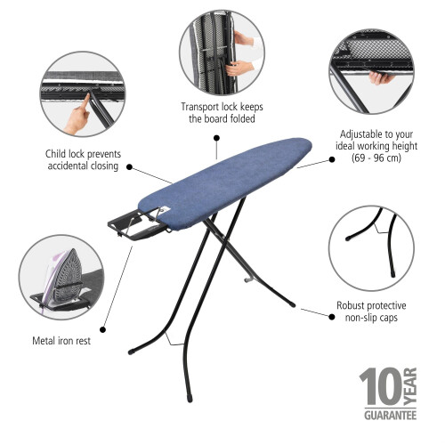 Brabantia Brabantia Ironing Board A, Steam Iron Rest, Denim Blue, 110x30 cm 2