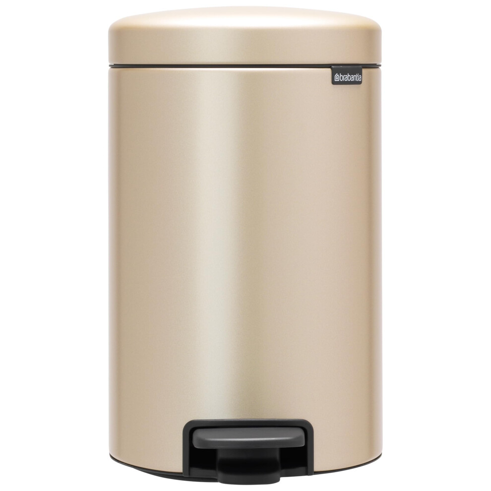 Brabantia Newicon Pedal Bin 12L (Metallic ) Soft-Closure Rubbish Waste Bin, Removable Inner Bucket + Free Bin Bags Gold