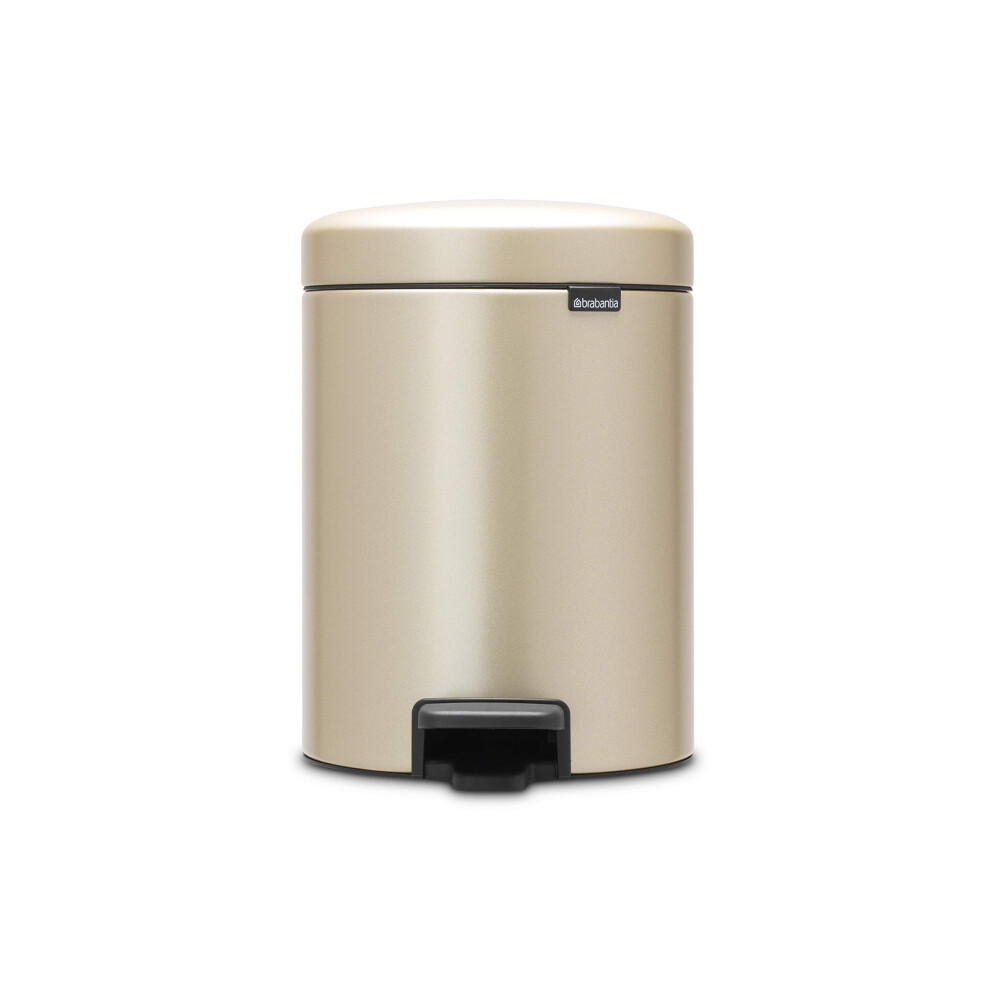 Brabantia NewIcon Pedal Bin 5L (Metallic Gold) Soft-Closure Bathroom Rubbish Bin, Removable Inner Bucket + Free Bin Bags