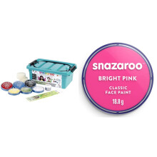SNAZAROO SZ1194010 Face Paint 1 Pc, Mini Starter Kit 14 Pieces, Set & SZ1118058 Bright Pink Classic Body Paint-1 Pc, 18 ml