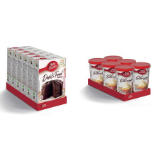 Betty Crocker Devil's Food Chocolate Cake Mix 425g (Pack of 6) & Vanilla Buttercream Style Icing 400g (Pack of 6)