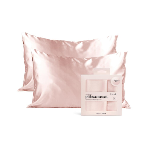 Kitsch Satin Pillowcase with Zipper - 2 Pack - Standard/Queen, Blush