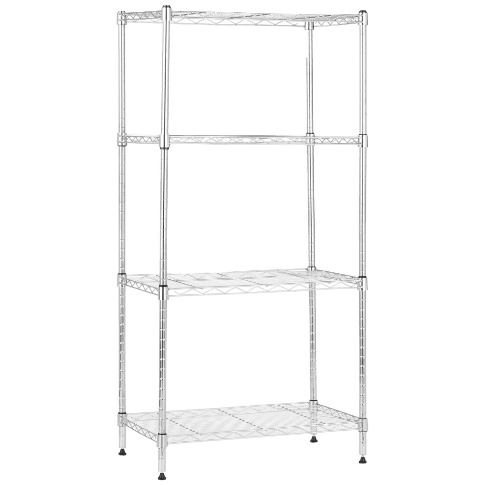 Amazon Basics 4-Shelf Narrow Storage Unit With Height Adjustable Shelves & Levelling Feet, 363kg Max Weight, Chrome, 34 D x 58.9 W x 121.9 H cm