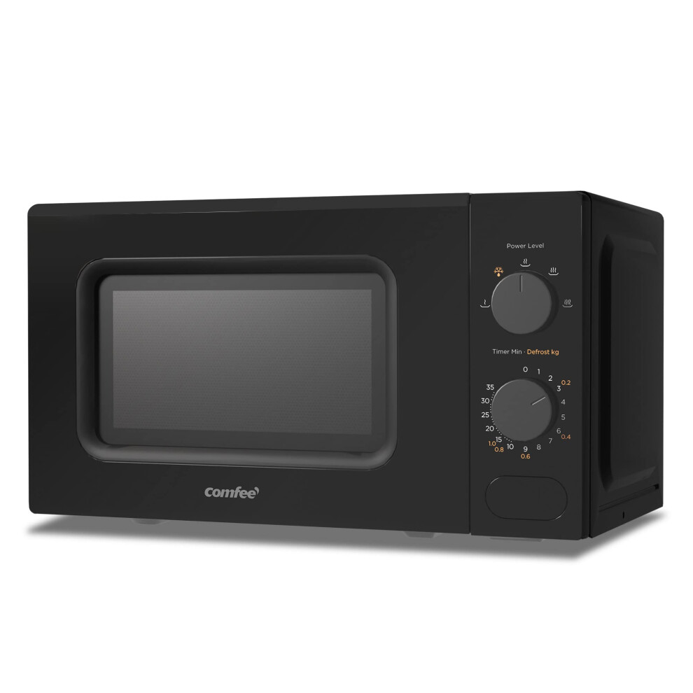 COMFEE' Black Compact Microwave Oven 700W - 20L, 5 Power Levels, Quick Defrost