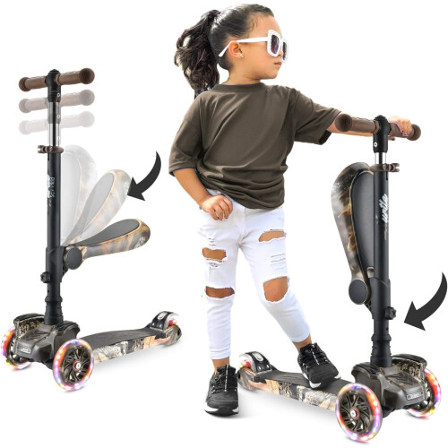 Hurtle 3 Wheel Scooter for Kids, Adjustable, Flashing Wheels