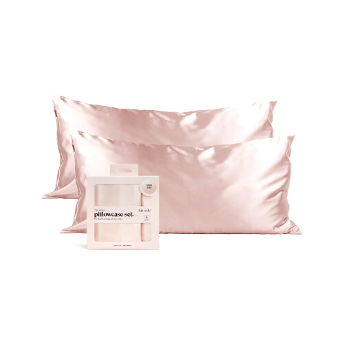 Kitsch Satin Pillowcase with Zipper (King 2 Pack, Blush) 1