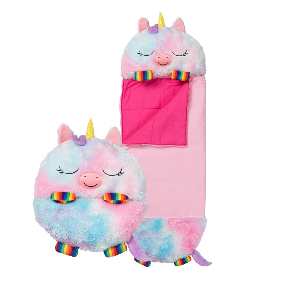 Happy Nappers Sleeping Bag, Rainbow Unicorn, Plush Toy, Ages 7+