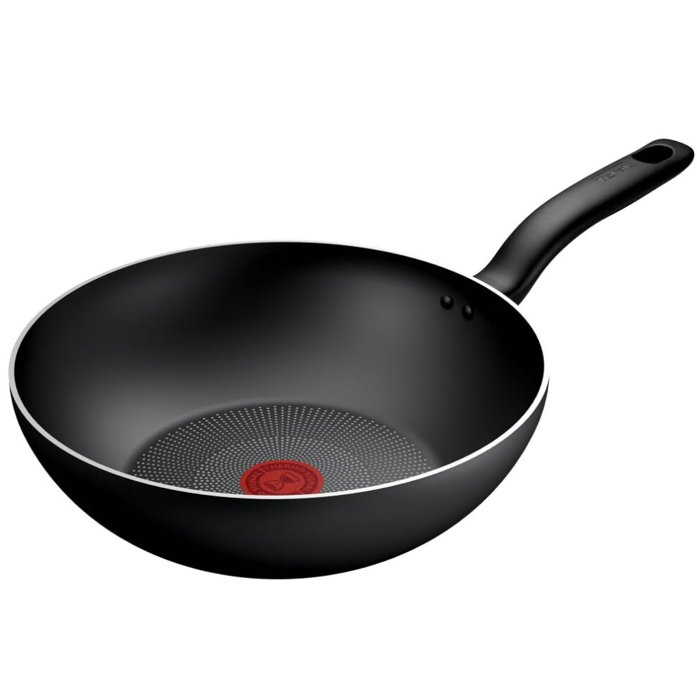 Tefal Titanium Essential Wok Pan 28 cm, Non-Stick Coating, Metal Spatula Safe, Compatible with All Hobs Except Induction, B9411944