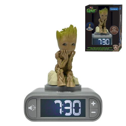 LEXIBOOK Marvel Groot Nightlight Alarm Clock, Sounds, LCD Screen 1