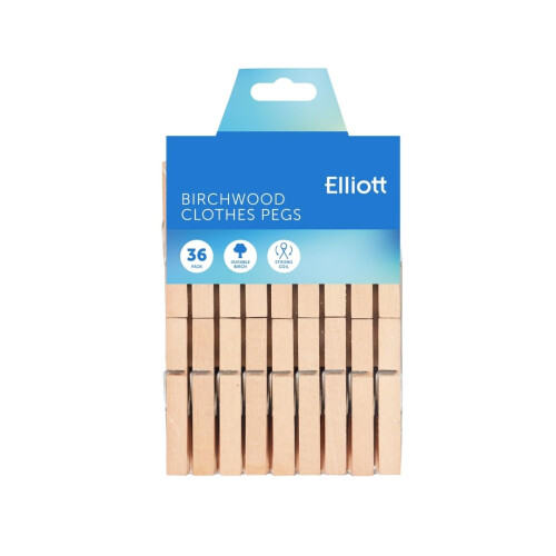 Elliott Clothes Pegs - Metal Spring, 36 Pack