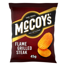 McCoy's FLAME GRILLED STEAK Grab Bag Crisps 45g (Multipack BOX of 36) - Fully loaded with flavour, iconic ridged crisp, unmistakable crunch