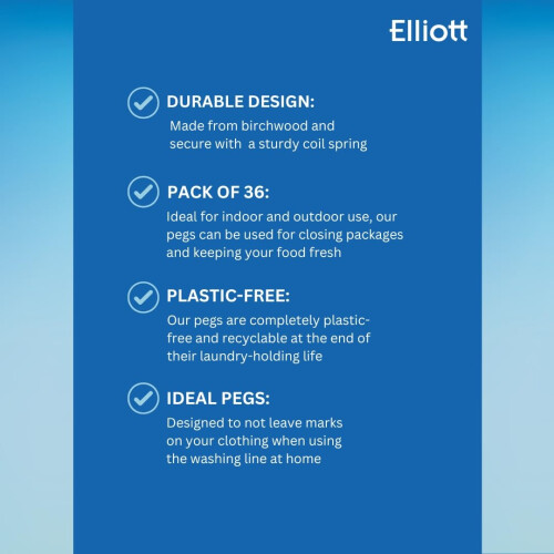 Elliott Clothes Pegs - Metal Spring, 36 Pack 2